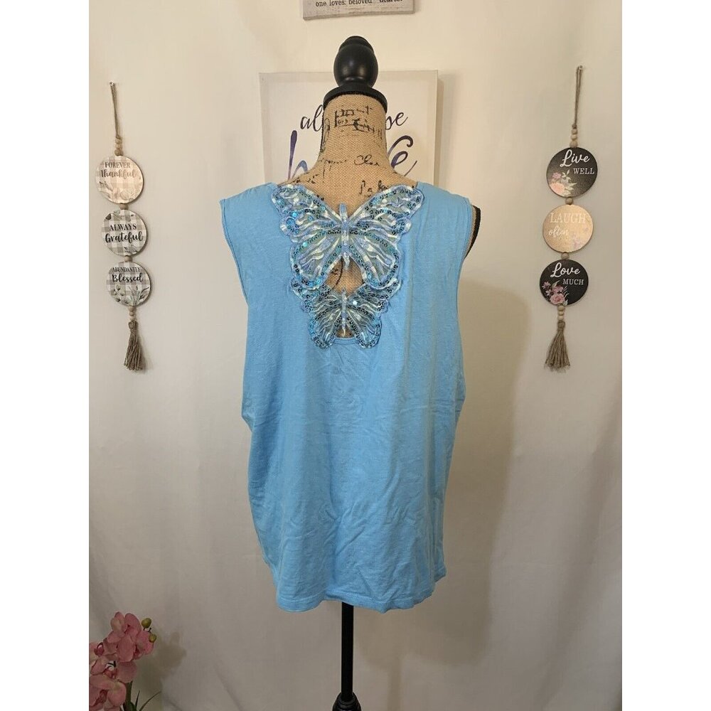 (E-129) short sleeves womwns top size 2XL blue color - Picture 5 of 7